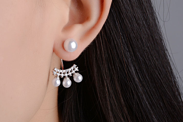 1 Pair Elegant Geometric Plating Inlay Copper Artificial Pearls Zircon Drop Earrings