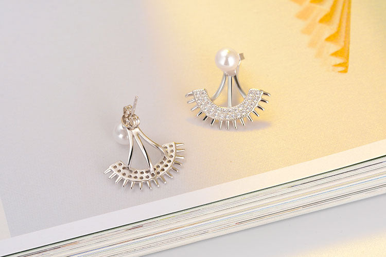 1 Pair Lady Geometric Plating Inlay Copper Pearl Zircon White Gold Plated Drop Earrings