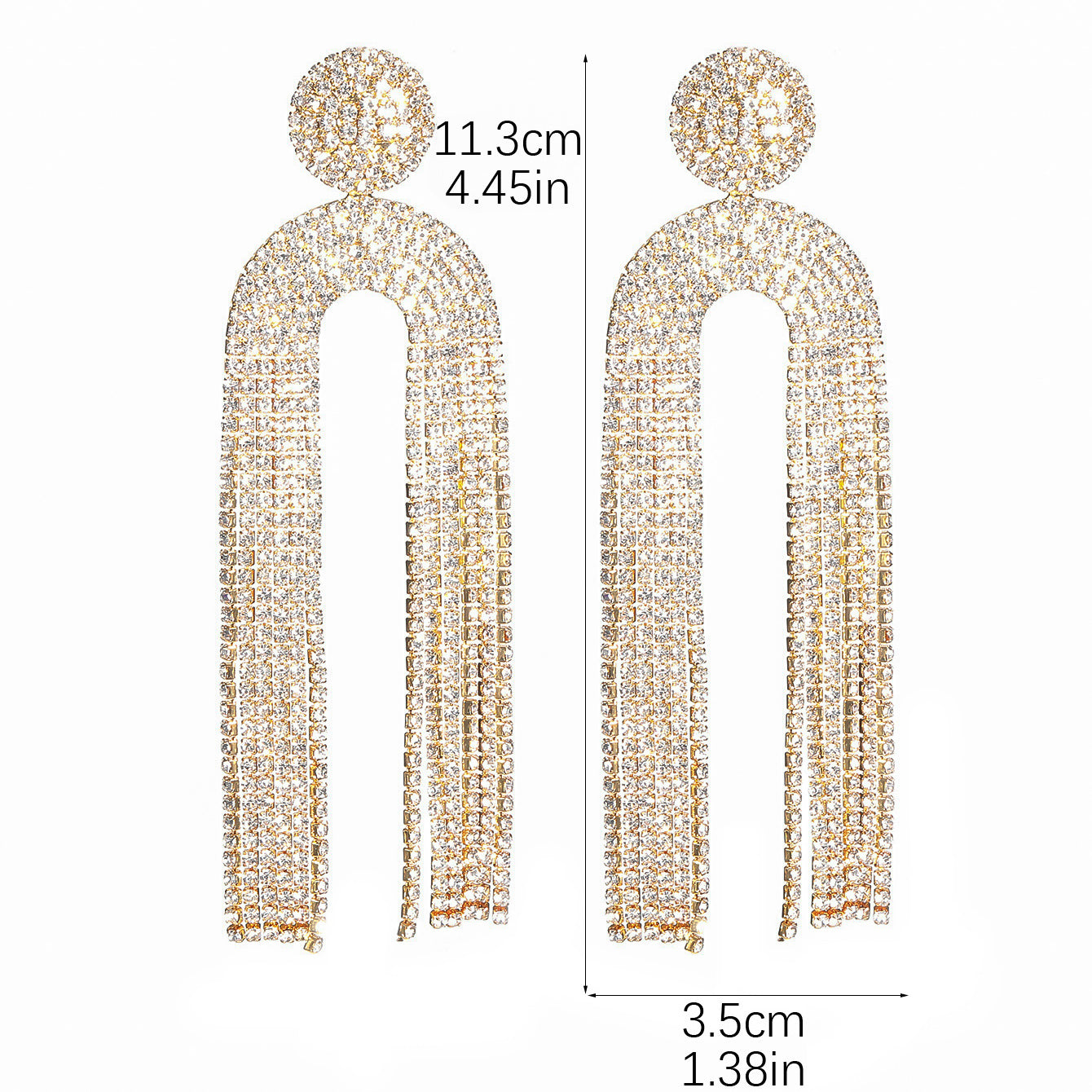 1 Pair Elegant Luxurious U Shape Tassel Inlay Alloy Rhinestones Drop Earrings