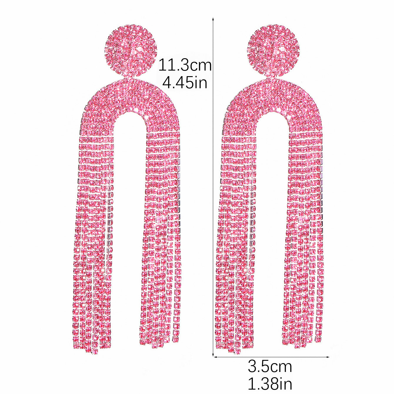 1 Pair Elegant Luxurious U Shape Tassel Inlay Alloy Rhinestones Drop Earrings