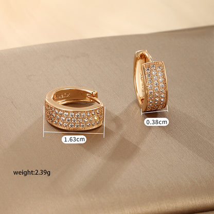 1 Pair Xuping Shiny Solid Color Plating Inlay Copper Alloy Artificial Diamond 18k Gold Plated Earrings