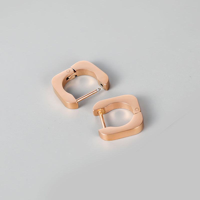 1 Pair Simple Style Classic Style Solid Color Polishing Plating Stainless Steel Rose Gold Plated Gold Plated Earrings