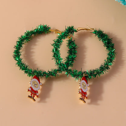 1 Piece Cute Christmas Christmas Tree Santa Claus Elk Plating Alloy Hoop Earrings