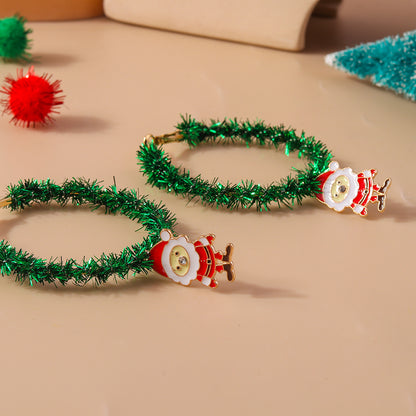 1 Piece Cute Christmas Christmas Tree Santa Claus Elk Plating Alloy Hoop Earrings