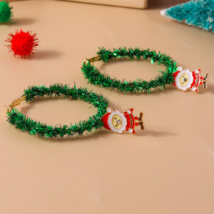 1 Piece Cute Christmas Christmas Tree Santa Claus Elk Plating Alloy Hoop Earrings