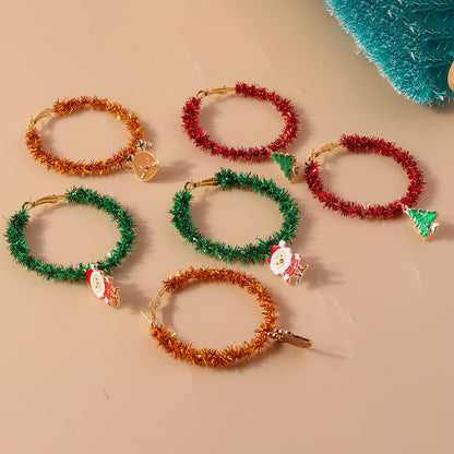 1 Piece Cute Christmas Christmas Tree Santa Claus Elk Plating Alloy Hoop Earrings