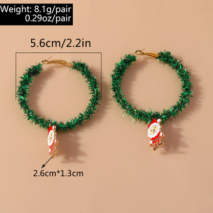 1 Piece Cute Christmas Christmas Tree Santa Claus Elk Plating Alloy Hoop Earrings