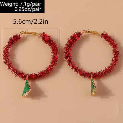 1 Piece Cute Christmas Christmas Tree Santa Claus Elk Plating Alloy Hoop Earrings