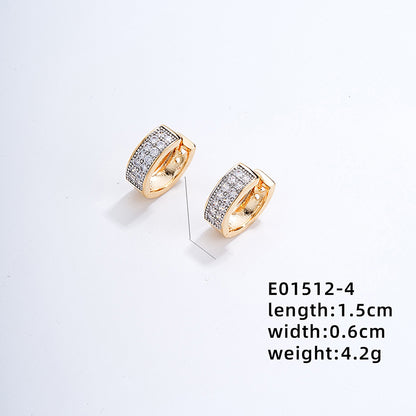 1 Pair Elegant Color Block Plating Inlay Copper Zircon Earrings