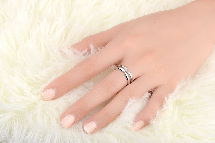 Ig Style Simple Style Geometric Copper Plating Hollow Out Inlay Zircon White Gold Plated Open Rings