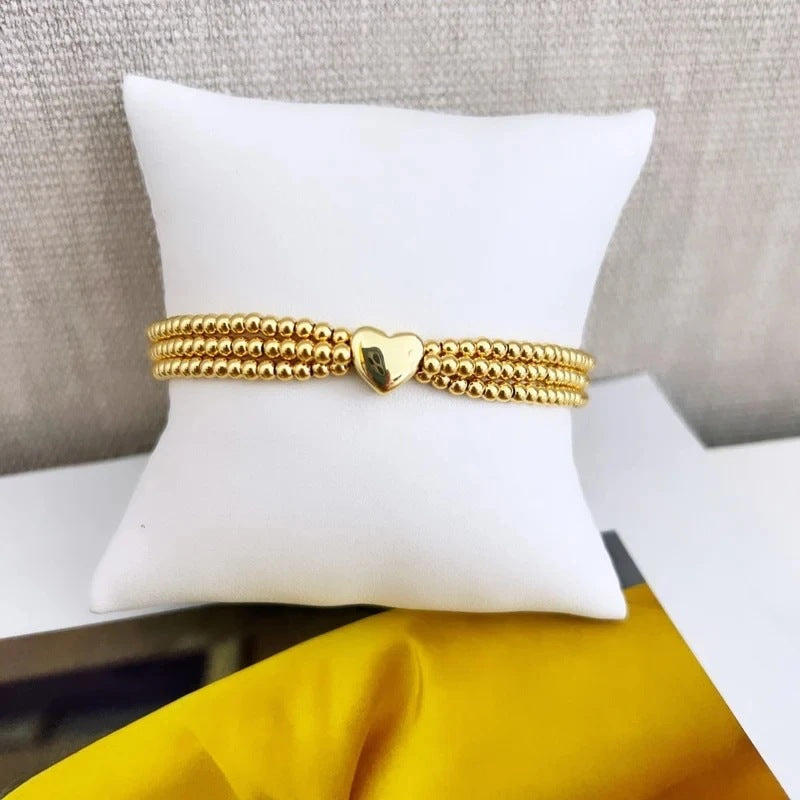 Ig Style Heart Shape Copper 18k Gold Plated Bracelets In Bulk