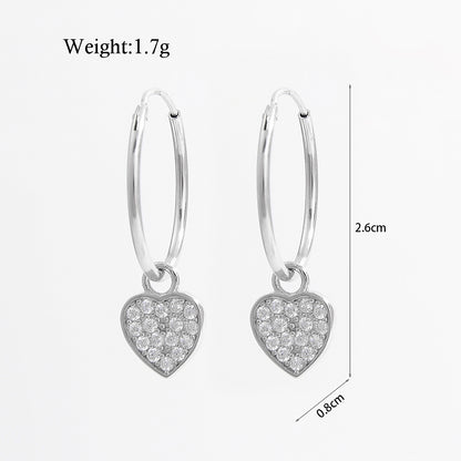 1 Pair Simple Style Cross Star Heart Shape Plating Inlay Sterling Silver Zircon White Gold Plated Rhodium Plated Drop Earrings