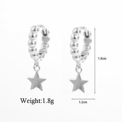 1 Pair Simple Style Cross Star Heart Shape Plating Inlay Sterling Silver Zircon White Gold Plated Rhodium Plated Drop Earrings