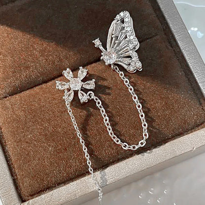 1 Piece Sweet Butterfly Tassel Plating Inlay Copper Zircon Ear Clip