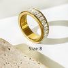 Simple Style Shiny Rectangle Stainless Steel Plating Inlay Rhinestones 18k Gold Plated Rings