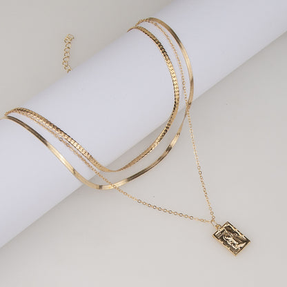 Streetwear Square Alloy Wholesale Layered Necklaces