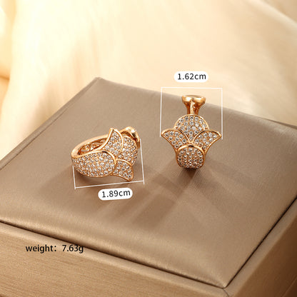 1 Pair Xuping Simple Style Solid Color Plating Inlay Copper Alloy Artificial Diamond 18k Gold Plated Earrings