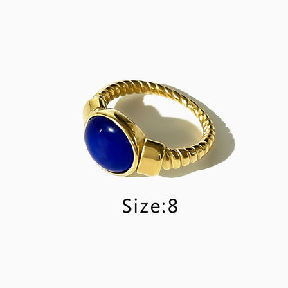 Simple Style Oval Stainless Steel Plating Inlay Glass 18k Gold Plated Rings