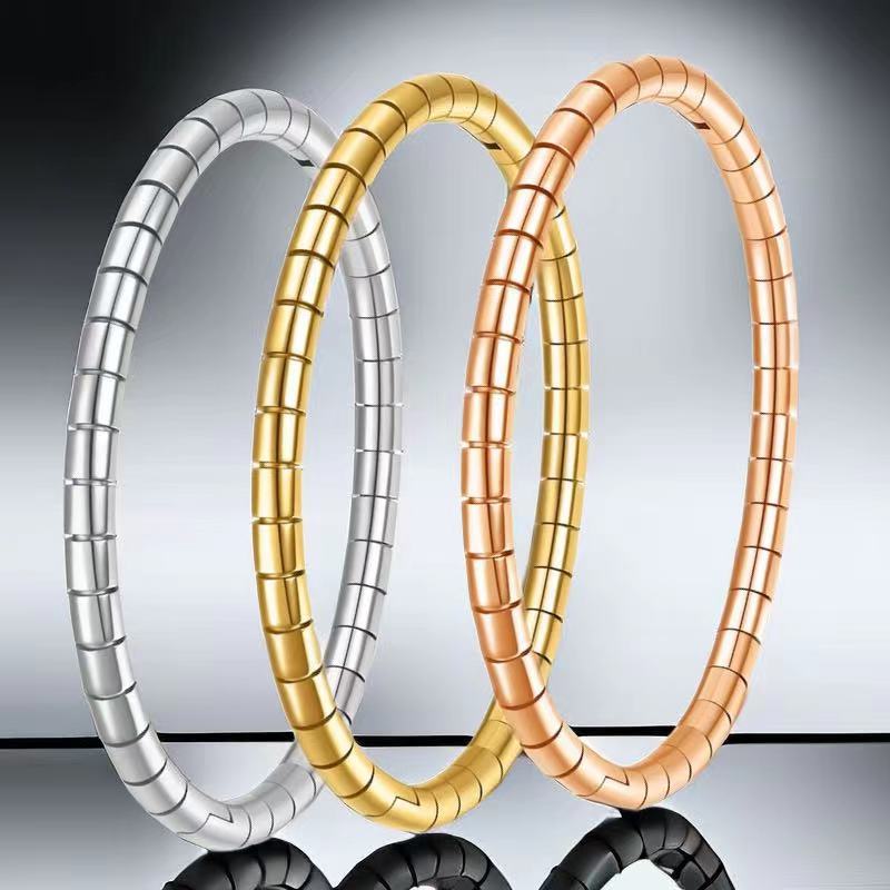 Simple Style Solid Color Titanium Steel Plating Bangle