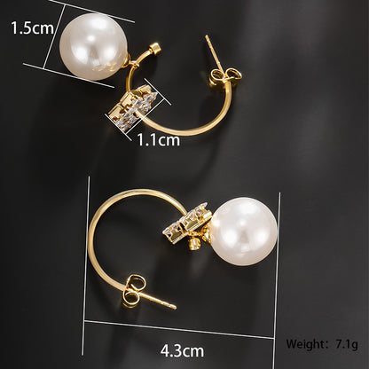 1 Pair Xuping Simple Style Commute Star Plating Inlay Alloy Artificial Gemstones Artificial Pearls 14k Gold Plated Drop Earrings