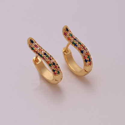 1 Pair Ig Style Luxurious Shiny Solid Color Plating Inlay Copper Zircon 18k Gold Plated Earrings