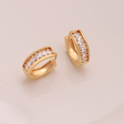 1 Pair Ig Style Luxurious Shiny Solid Color Plating Inlay Copper Zircon 18k Gold Plated Earrings