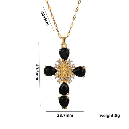 Simple Style Star Heart Shape Stainless Steel Plating Inlay Zircon 18k Gold Plated Pendant Necklace