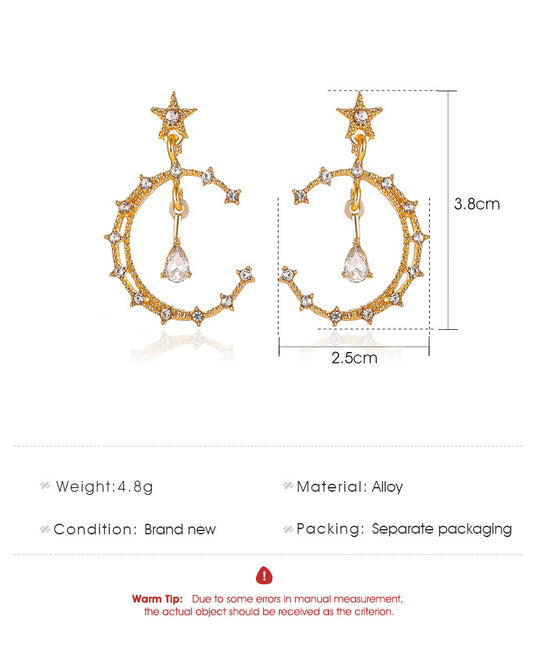 New Fashion  Exaggerated Star Moon Earrings Earrings Ladies Long Star Earrings Wholesale Gooddiy