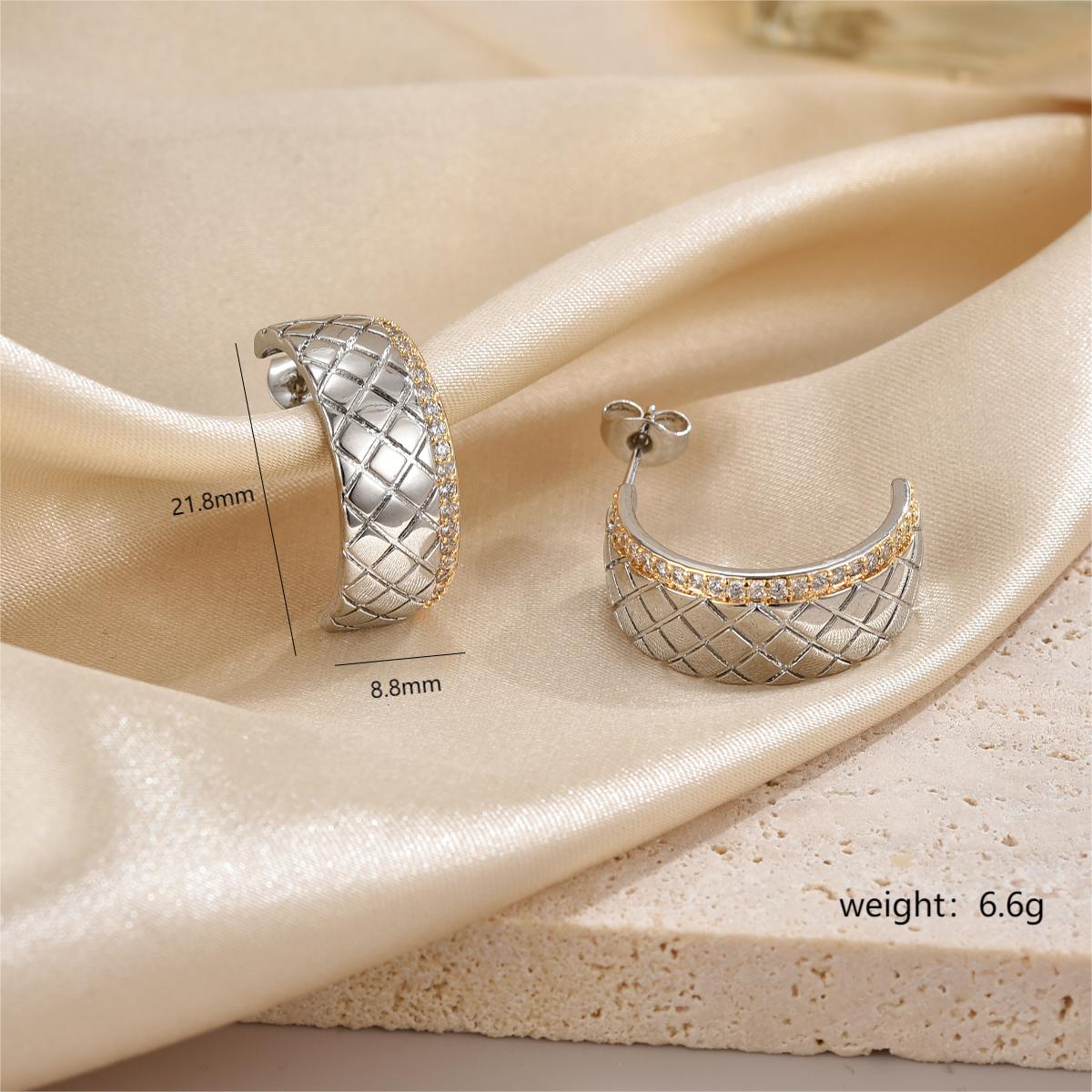 1 Pair Modern Style Cool Style C Shape Plating Inlay Copper Zircon 18k Gold Plated Ear Studs