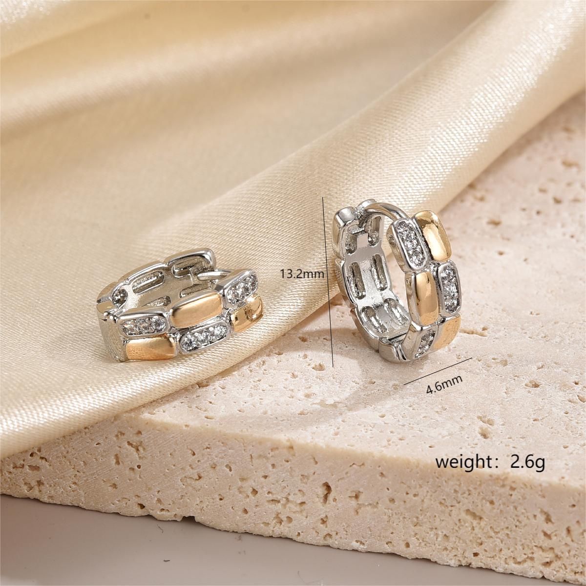 1 Pair Luxurious C Shape Plating Inlay Copper Zircon 18k Gold Plated Earrings