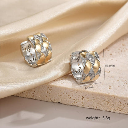 1 Pair Luxurious C Shape Plating Inlay Copper Zircon 18k Gold Plated Earrings