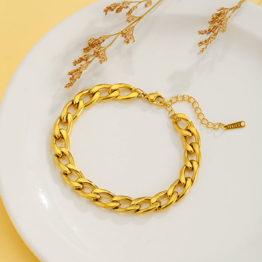 Sweet Rabbit Sun Heart Shape Titanium Steel Plating Inlay Artificial Gemstones 18k Gold Plated Bracelets