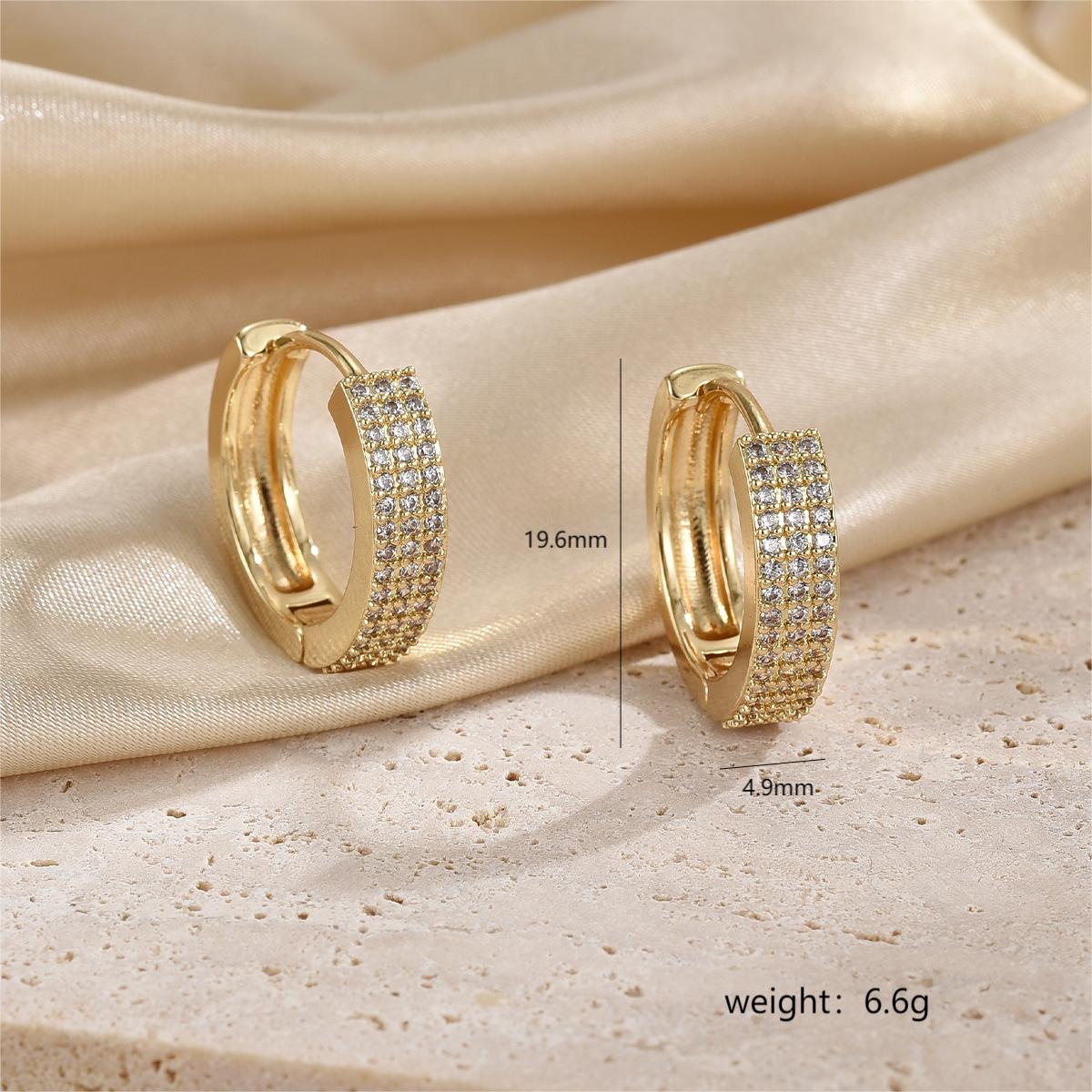 1 Pair Simple Style Streetwear Circle Plating Inlay Copper Zircon 18k Gold Plated Earrings