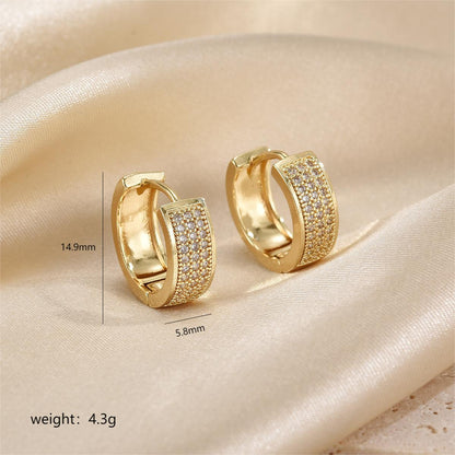 1 Pair Simple Style Streetwear Circle Plating Inlay Copper Zircon 18k Gold Plated Earrings