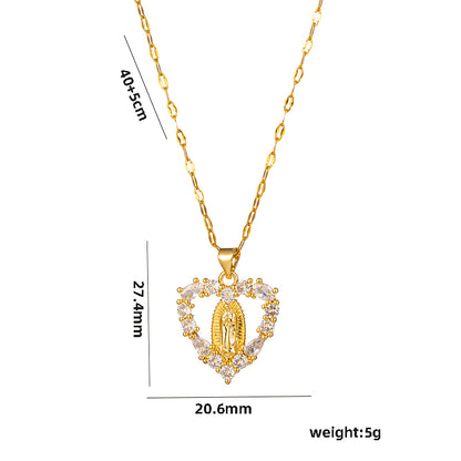 Simple Style Star Heart Shape Stainless Steel Plating Inlay Zircon 18k Gold Plated Pendant Necklace