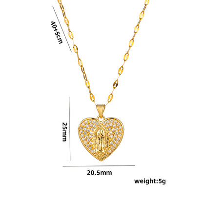 Simple Style Star Heart Shape Stainless Steel Plating Inlay Zircon 18k Gold Plated Pendant Necklace