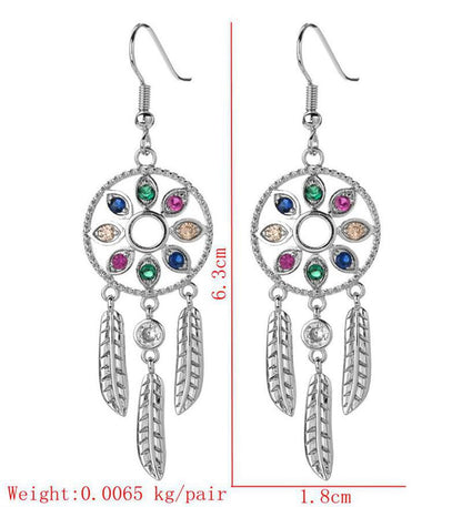 1 Pair Elegant Princess Retro Dreamcatcher Plating Inlay Copper Zircon Drop Earrings