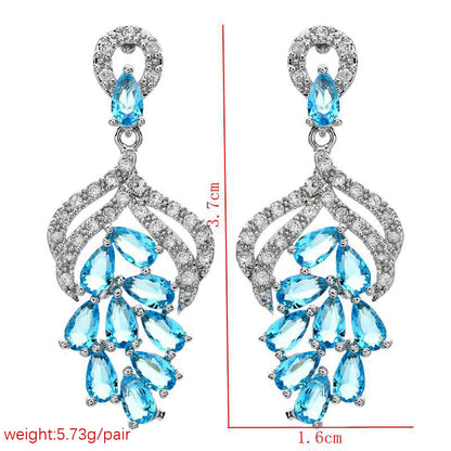 1 Pair Commute Water Droplets Plating Inlay Copper Zircon White Gold Plated Drop Earrings