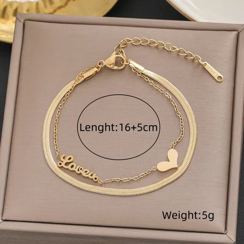 Elegant Circle Roman Numeral Butterfly Titanium Steel Plating 18k Gold Plated Bracelets