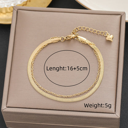 Elegant Circle Roman Numeral Butterfly Titanium Steel Plating 18k Gold Plated Bracelets