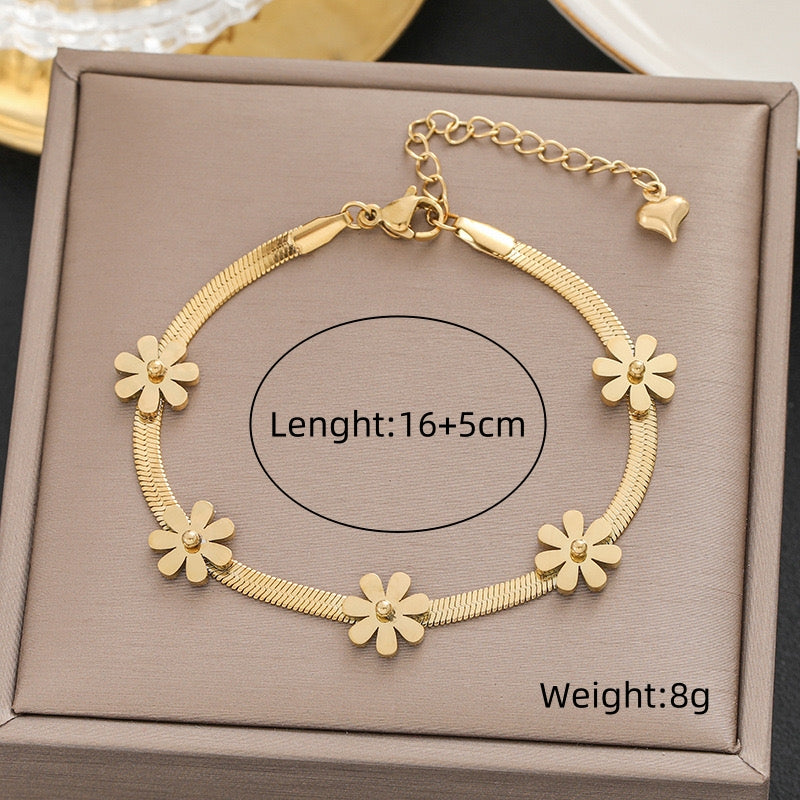 Streetwear Solid Color Titanium Steel Plating 18k Gold Plated Bracelets