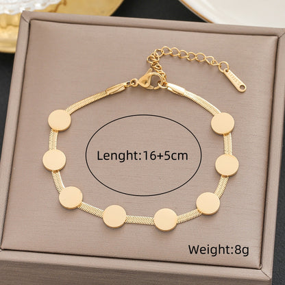 Streetwear Solid Color Titanium Steel Plating 18k Gold Plated Bracelets