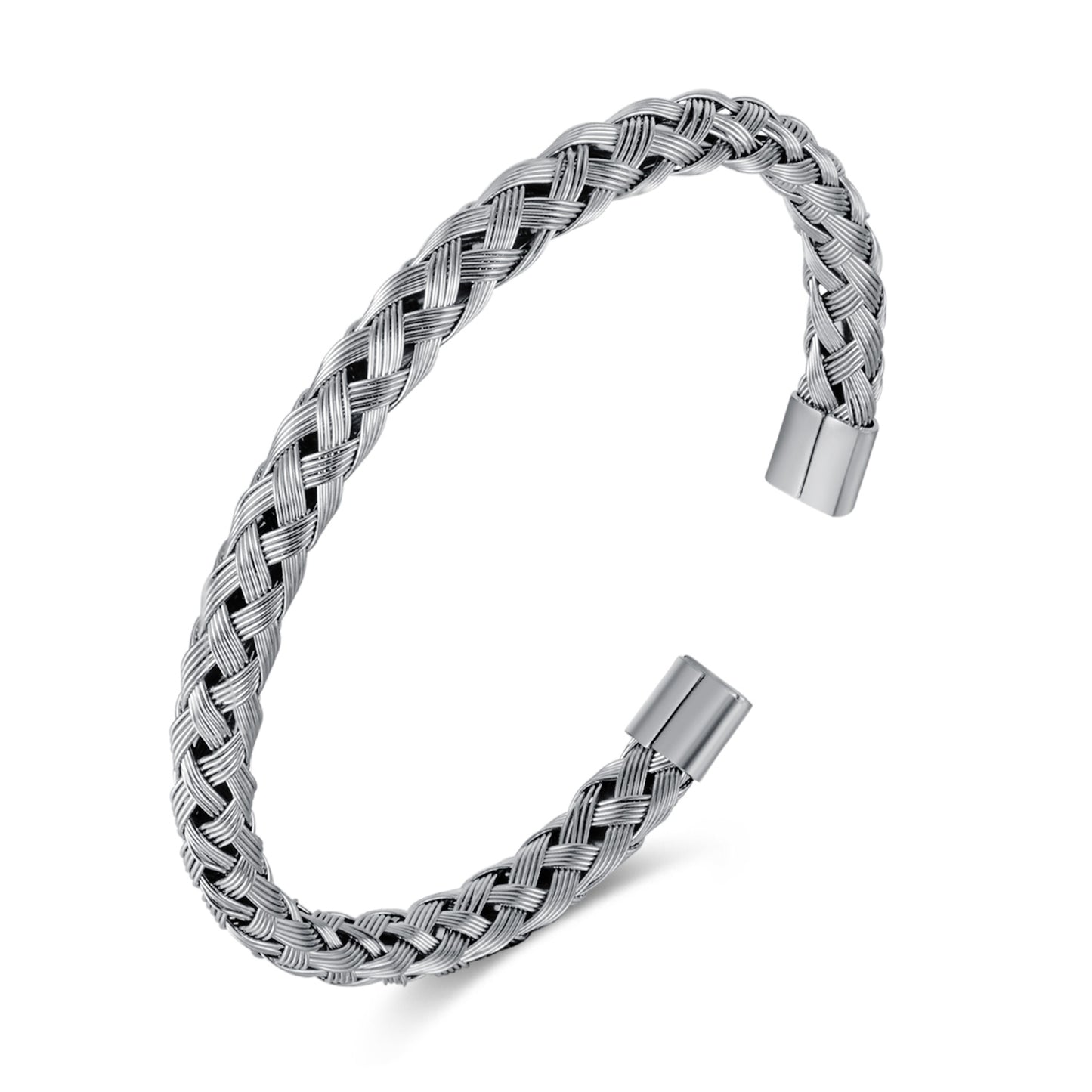 French Style Twist Stainless Steel Irregular Braid Cuff Bracelets