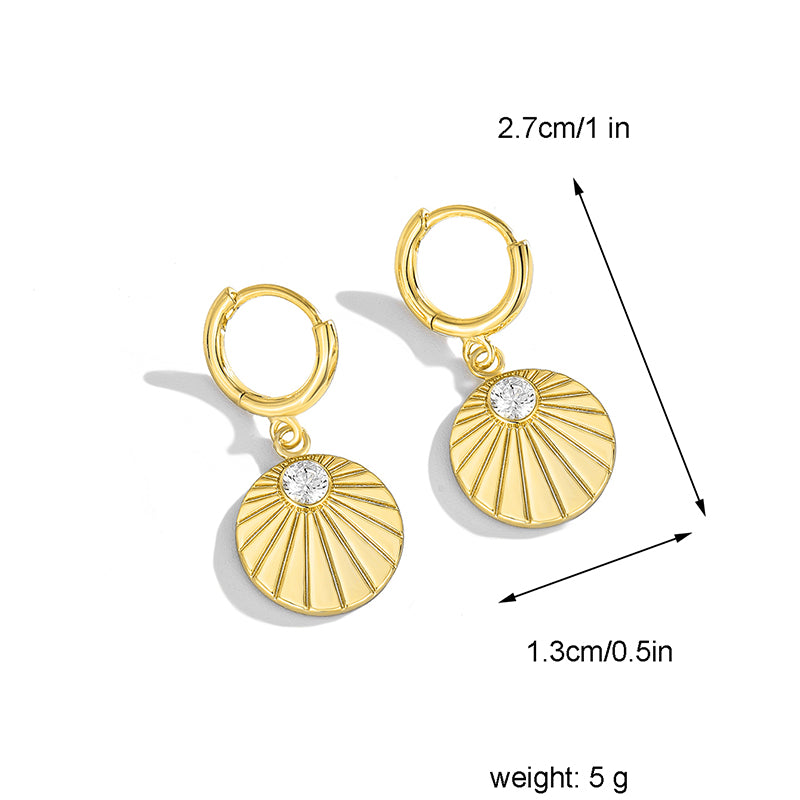 1 Pair Simple Style Oversized Commute Solid Color Plating Inlay Copper Zircon 18k Gold Plated Drop Earrings