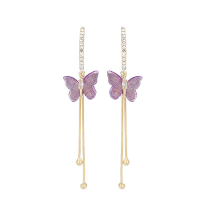 1 Pair Simple Style Geometric Butterfly Plating Inlay Copper Zircon Drop Earrings