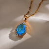 Elegant Water Droplets Copper Zircon Pendant Necklace In Bulk