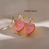 1 Pair Simple Style Heart Shape Plating Inlay Copper Zircon Ear Studs