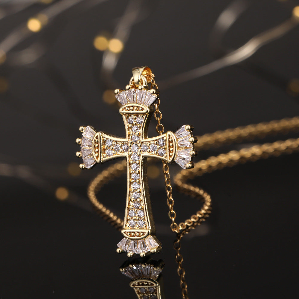 Classic Style Cross Copper Plating Pendant Necklace