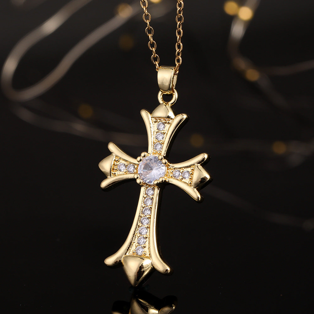 Classic Style Cross Copper Plating Pendant Necklace