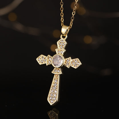 Classic Style Cross Copper Plating Pendant Necklace